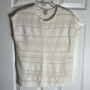 a•n•d New Day; Cream, Open-Knit, Sleeveless Soft Sweater, XS